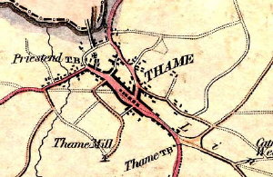 Extract from an 1823 map of Thame
